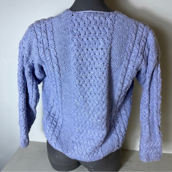 Vintage Carrargdonn Cableknit Coastal Blue Cotton/Linen Cottagecore Cardigan S - Picture 7 of 9